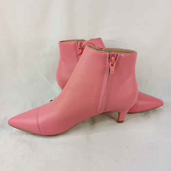 Kurt Geiger London Pink Leather Ankle Boots Kitten Heel Side Lace Beaded 37 US 7 - Picture 10 of 16